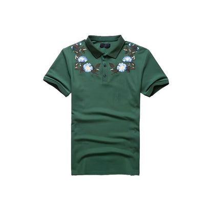 Cotton Flower Embroidered Polo Shirt - A.A.Y FASHION