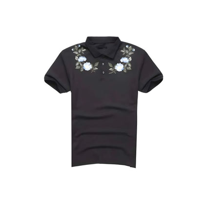 Cotton Flower Embroidered Polo Shirt - A.A.Y FASHION