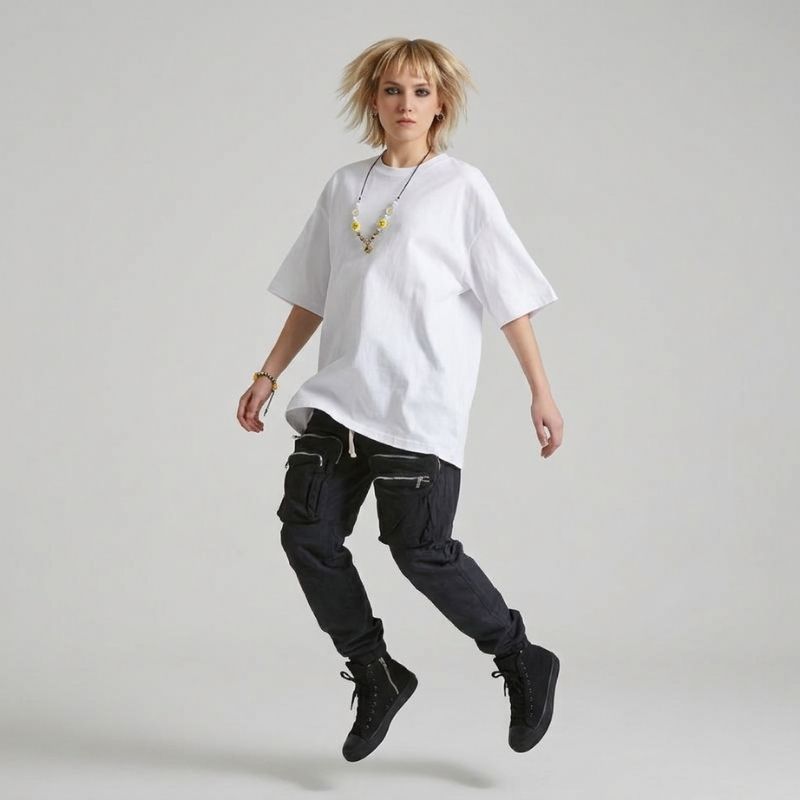 Crewneck T-shirt Women's Midweight Cotton Loose Short Sleeve Tee, PODpartner