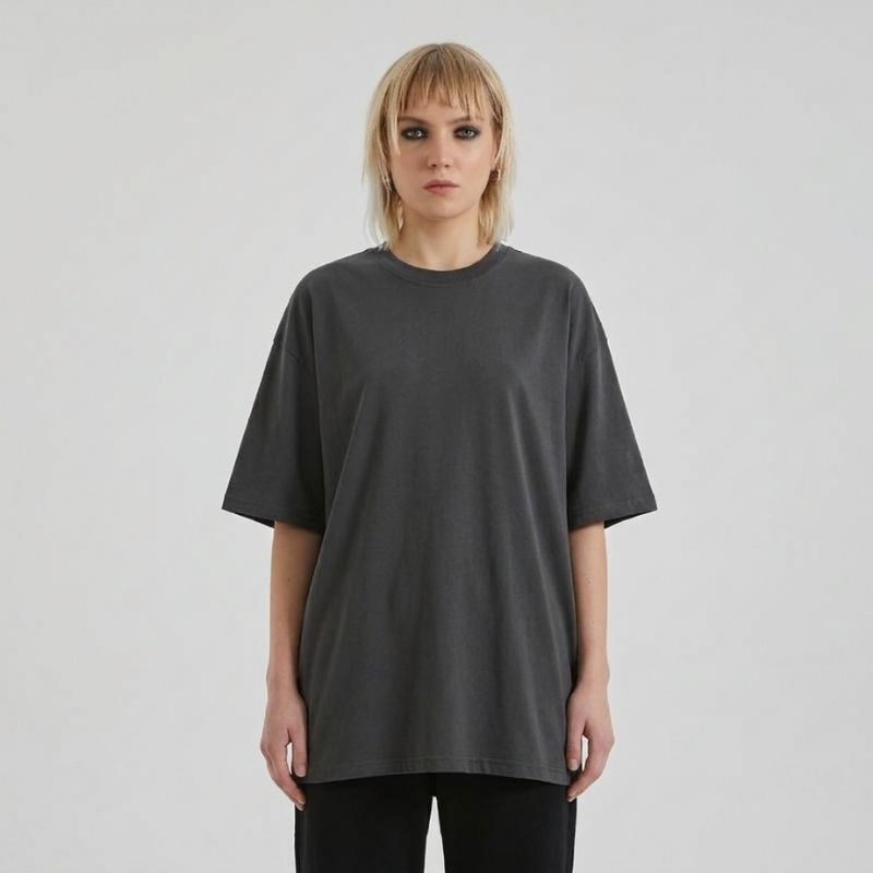 Crewneck T-shirt Women's Midweight Cotton Loose Short Sleeve Tee, PODpartner