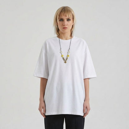 Crewneck T-shirt Women's Midweight Cotton Loose Short Sleeve Tee, PODpartner