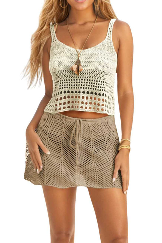 Crochet Top Set with Mini Skirt - A.A.Y FASHION