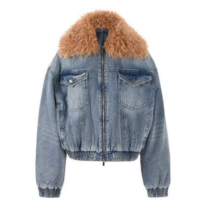 Cropped Denim Jacket - Faux Fur Collar, Heyang Industrial Co., Ltd
