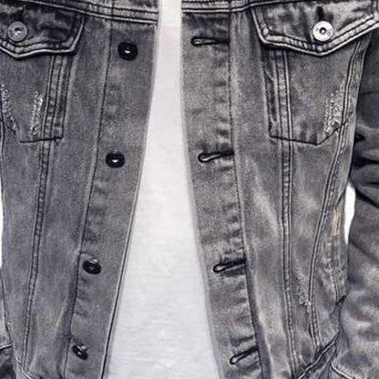 Distressed Denim Jeans Jacket - A.A.Y FASHION