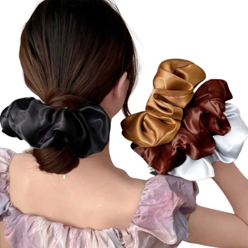 Extra Large Silky Satin Scrunchie - Big Satin Hair Band Solid Colors,Heyang Industrial Co., Ltd