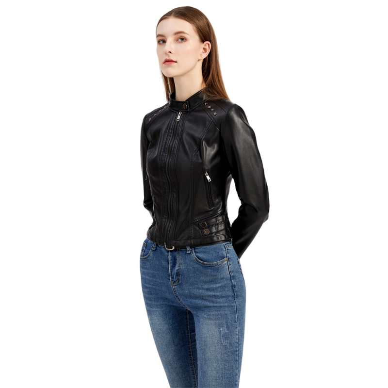 Faux Leather Women Studded Jacket - A.A.Y FASHION