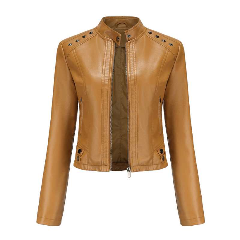 Faux Leather Women Studded Jacket - A.A.Y FASHION