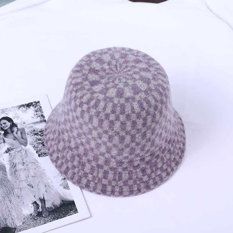 Women's Fisherman Hat Checkerboard Color Contrast Australian Wool for Ladies - A.A.Y FASHION