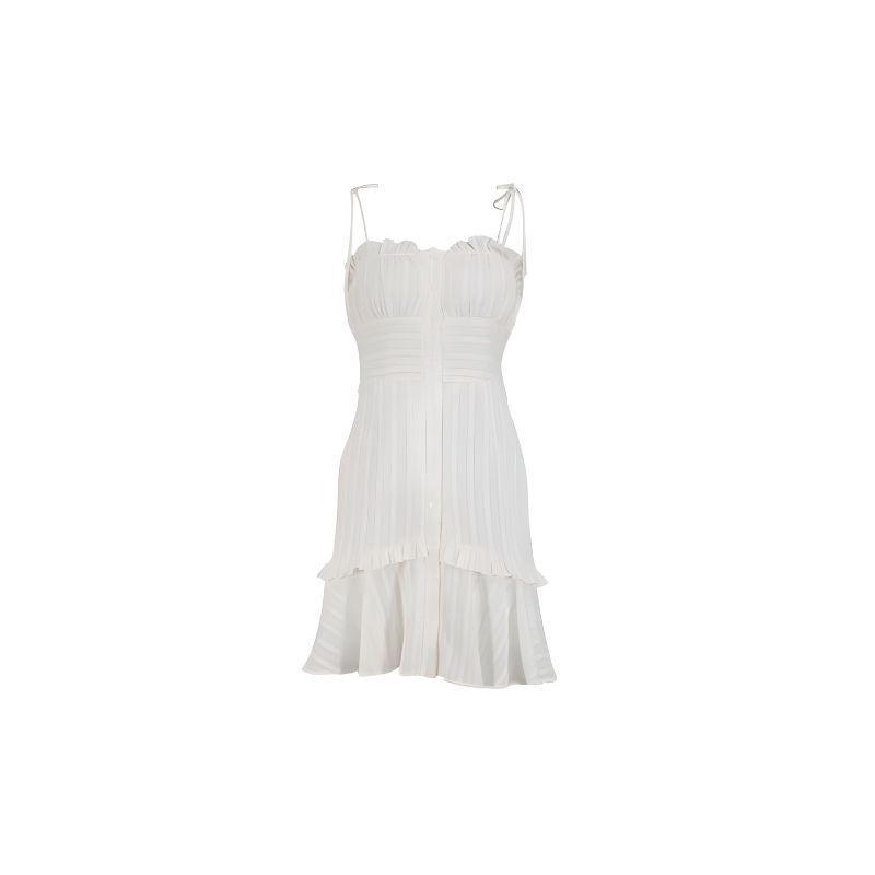 Flared White Cotton  Summer Dress - A.A.Y FASHION