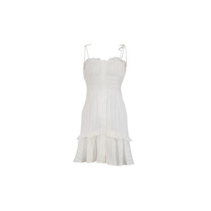 Flared White Cotton  Summer Dress - A.A.Y FASHION