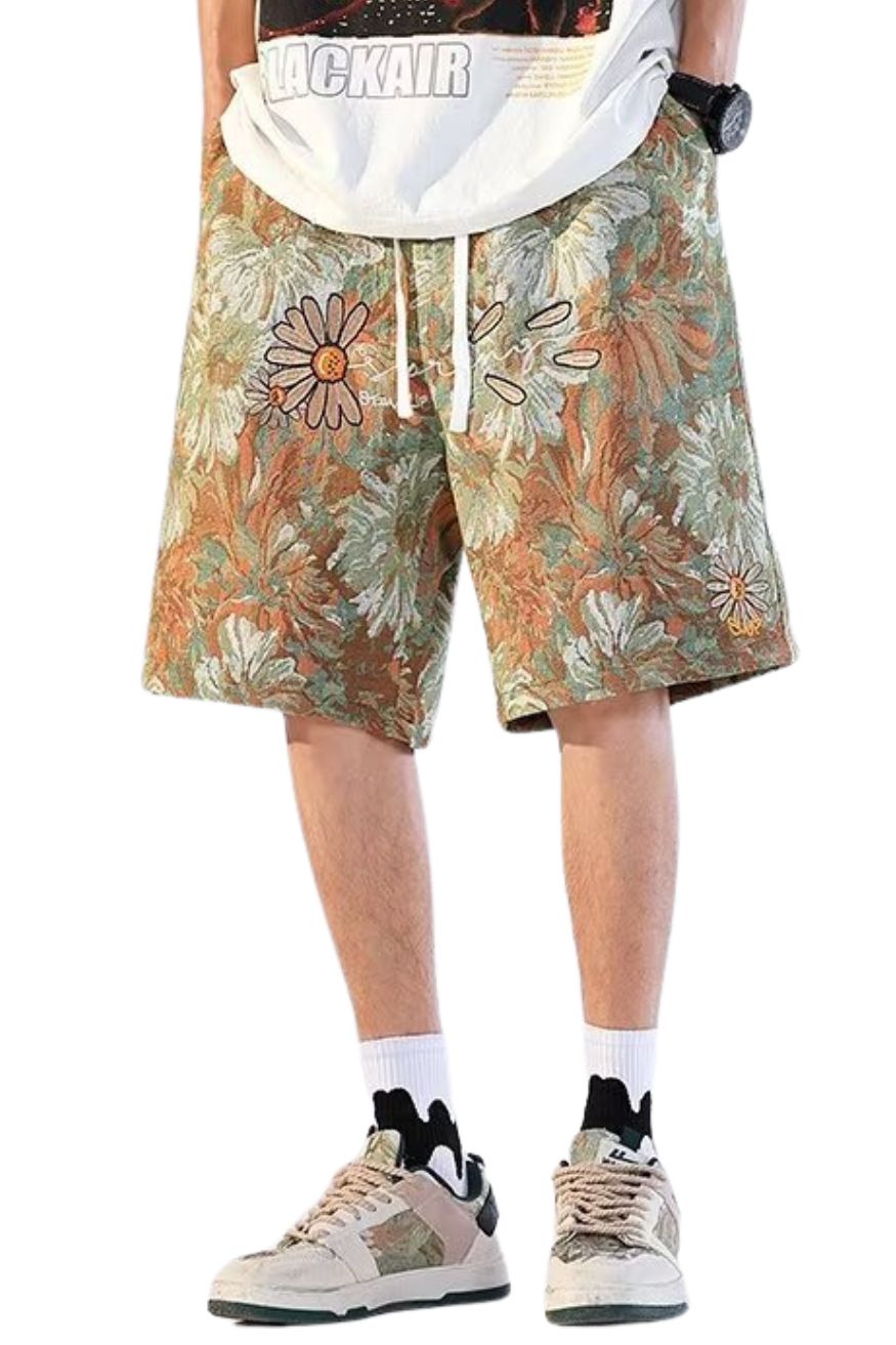 Floral Print Retro Shorts for Men – Casual Knee Length, Heyang Industrial Co., Ltd