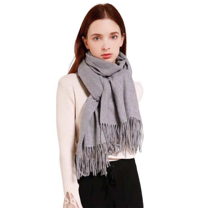 Fringed Cashmere Scarf Solid Colors - A.A.Y FASHION