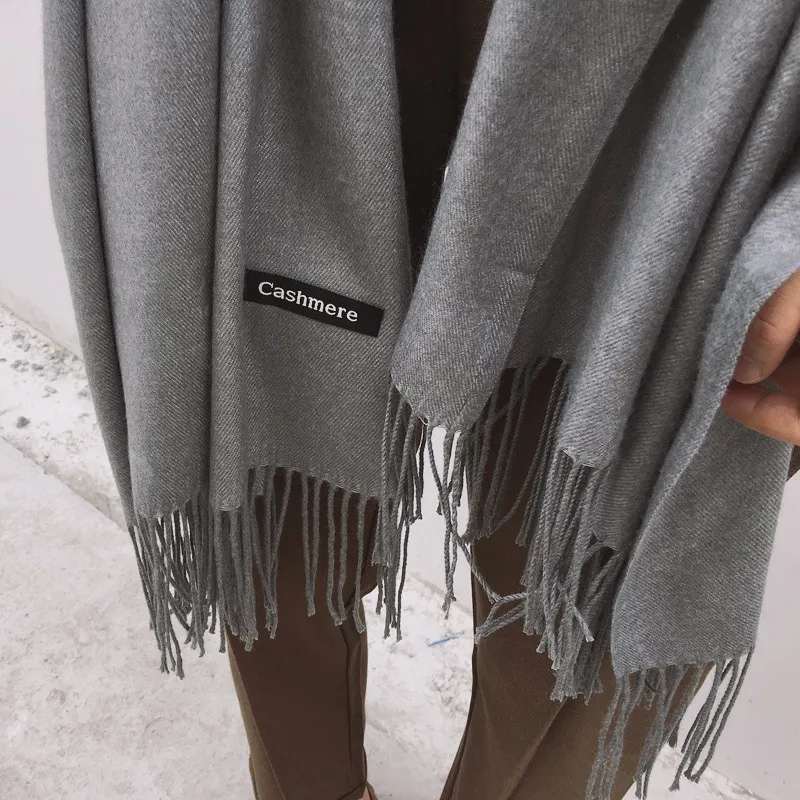 Fringed Cashmere Scarf Solid Colors Heyang Industrial Co., Ltd