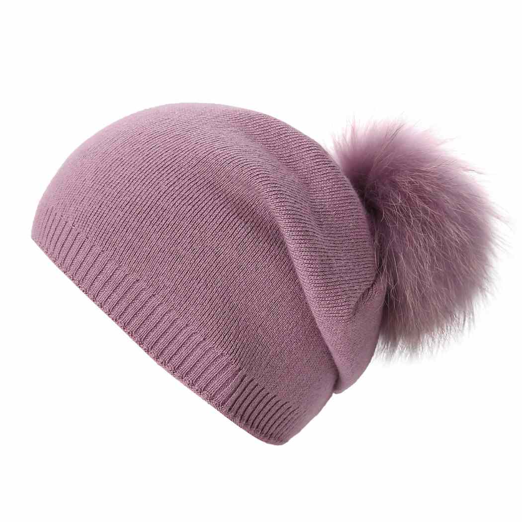 Fur Pom Pom Slouchy Beanie Hat,Heyang Industrial Co., Ltd