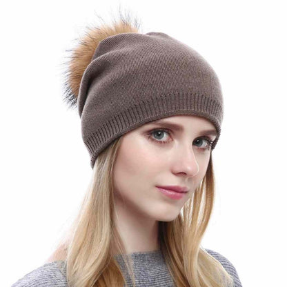 Fur Pom Pom Slouchy Beanie Hat,Heyang Industrial Co., Ltd