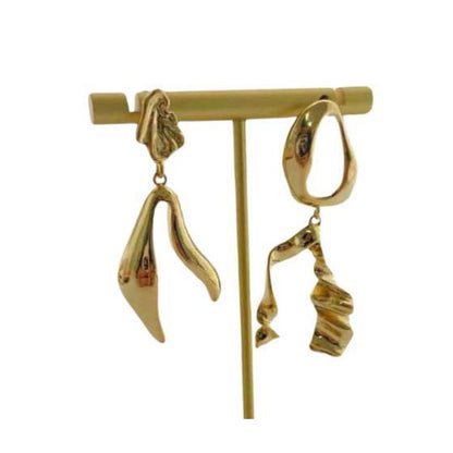 A.A.Y - Gold Metallic Asymmetrical Pendant Earrings