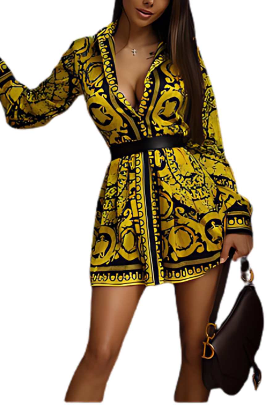 Gold Baroque Cardigan Dress