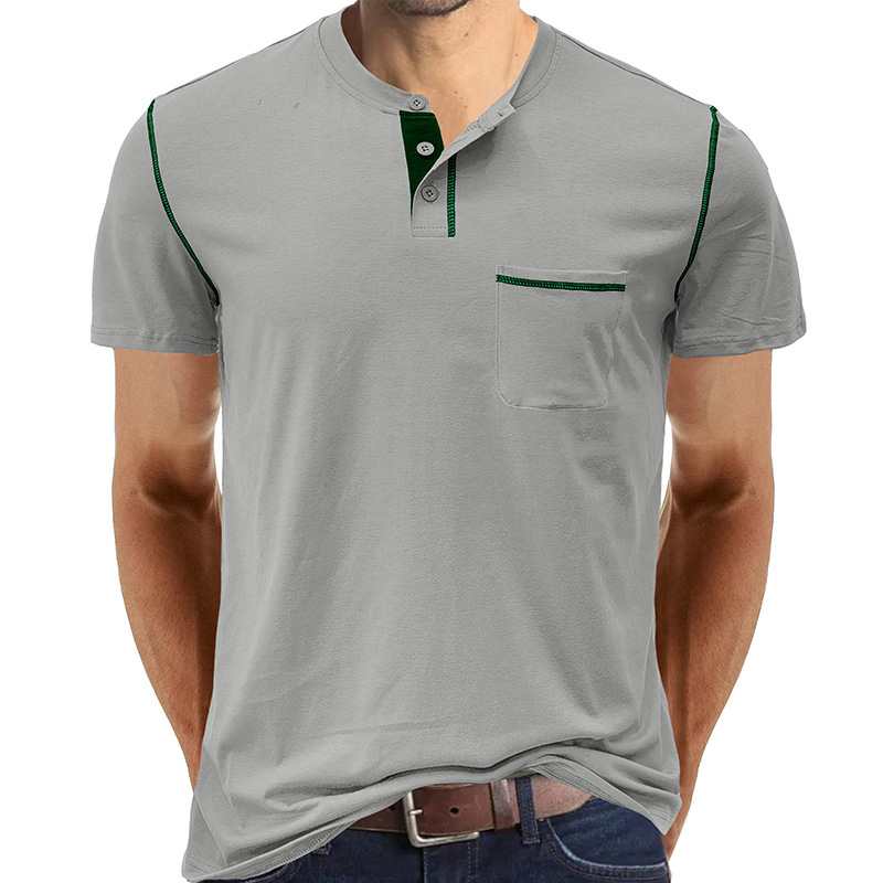Henley Cotton Polo Shirt Solid Colors Heyang Industrial Co., Ltd