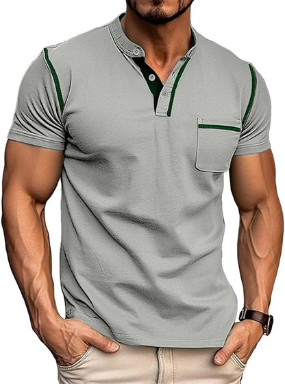 Henley Cotton Shirt Casual Short Sleeve Button T-Shirt, Heyang Industrial Co., Ltd