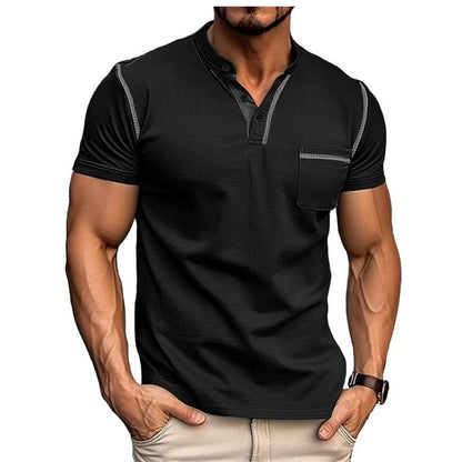 Henley Cotton Shirt Casual Short Sleeve Button T-Shirt, Heyang Industrial Co., Ltd