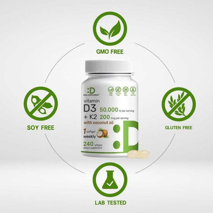 High-Potency Vitamin D3 with K2 MK7 – 240 Softgels, Yiwu Cujia Trade Co., Ltd