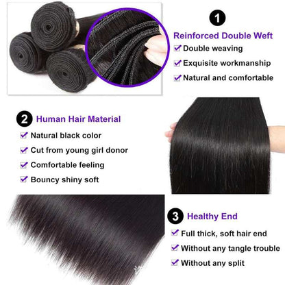 Human Hair Bundle - Straight Wave Extensions, BuckyDrop