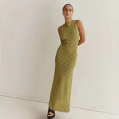 Knitted Split Maxi Dress - A.A.Y FASHION