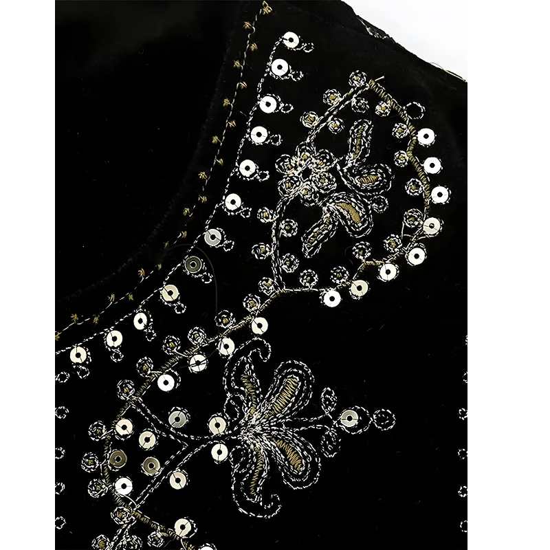 Ladies Embroidered Velvet Vest - A.A.Y FASHION