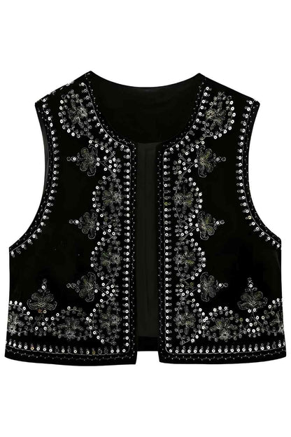 Ladies Embroidered Velvet Vest - A.A.Y FASHION