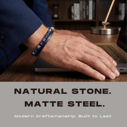 Lapis Lazuli Natural Stone - Steel Bracelet,BuckyDrop