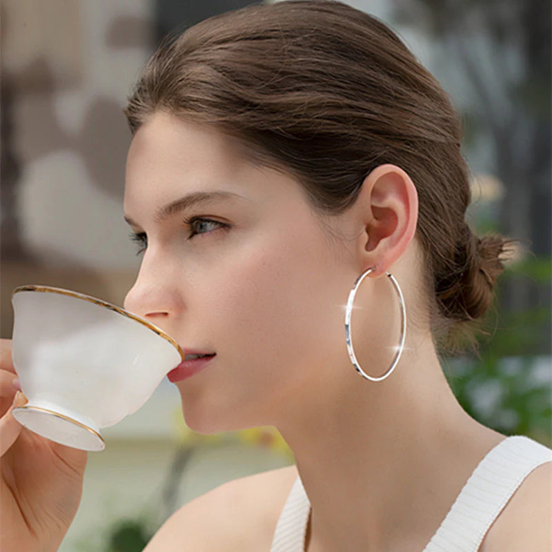 Large Silver Hoop Earrings Yiwu Cujia Trade Co., Ltd