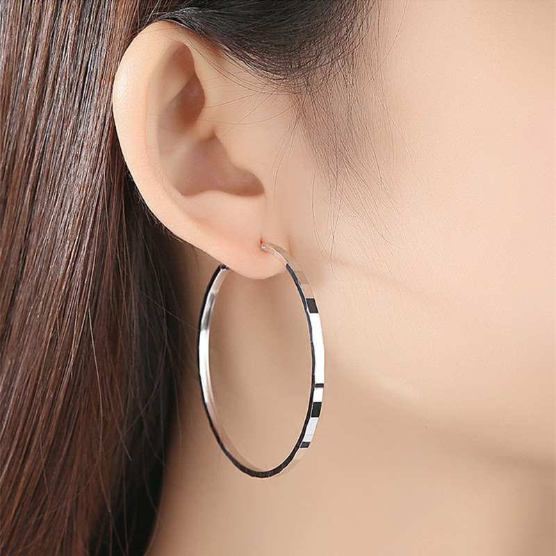 Large Silver Hoop Earrings Yiwu Cujia Trade Co., Ltd