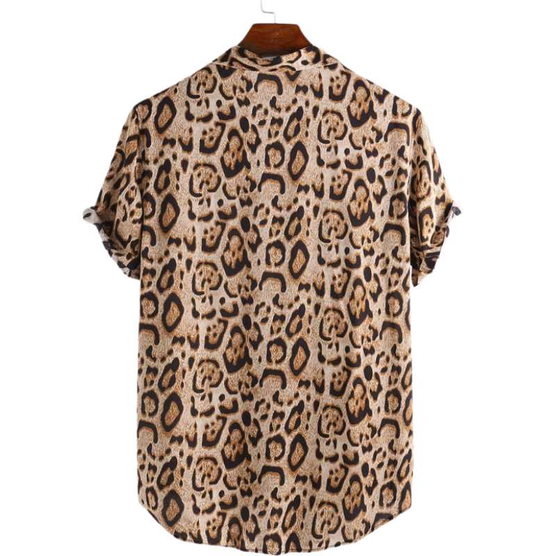 Leopard Print Short-Sleeved Shirt Men - A.A.Y FASHION