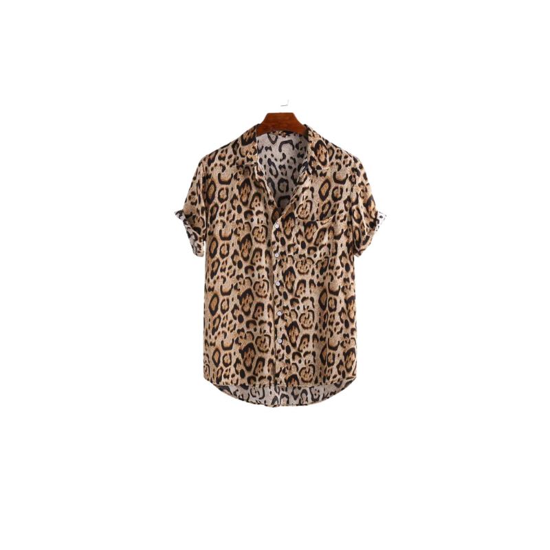 Leopard Print Short-Sleeved Shirt Men - A.A.Y FASHION