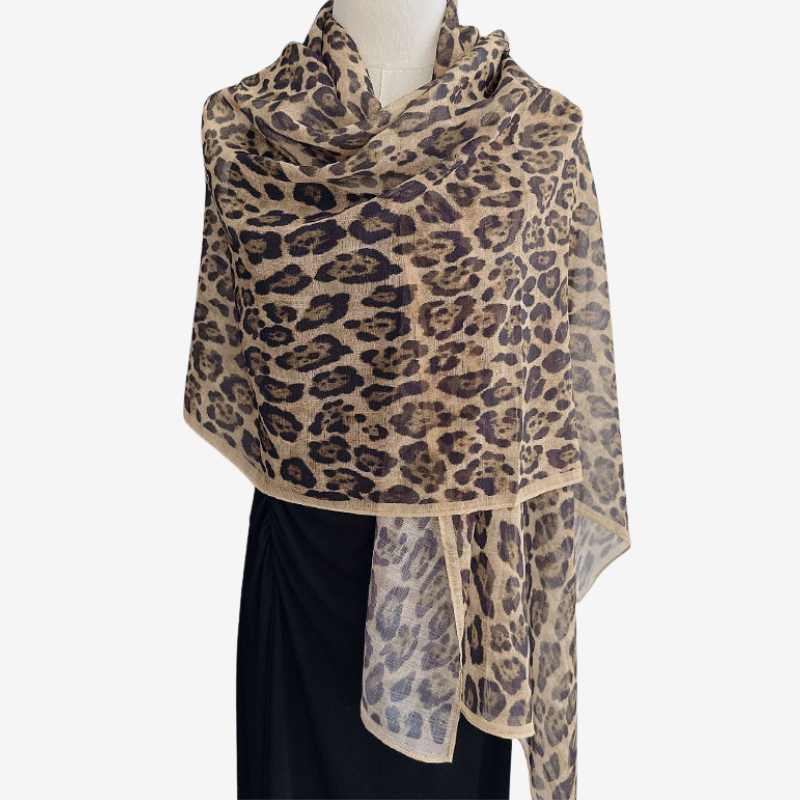 Leopard Print Wrap Scarf, BuckyDrop