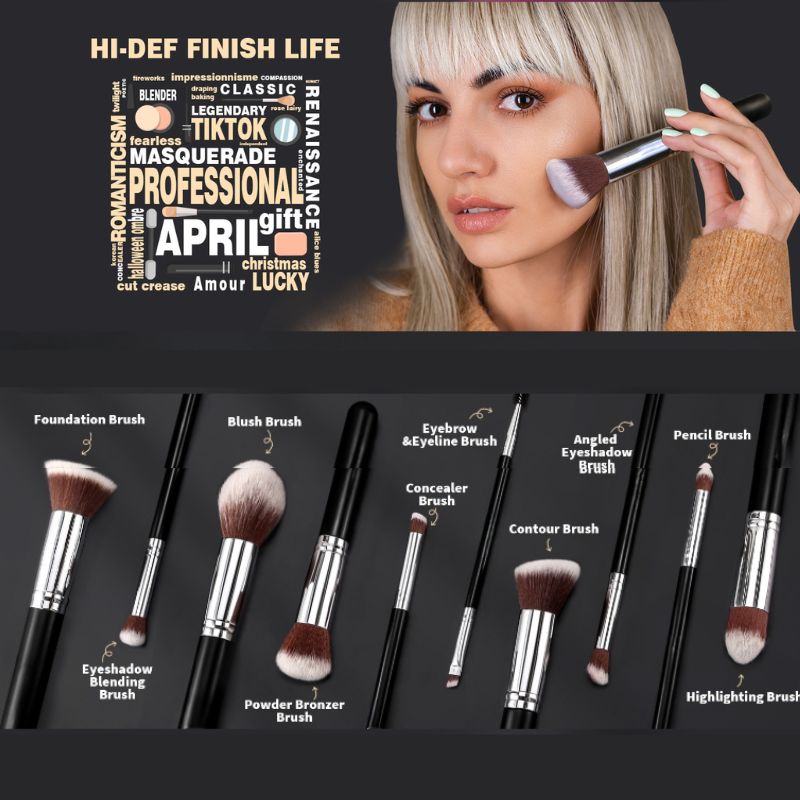 Makeup Brush Set with Travel Pouch, BuckyDrop