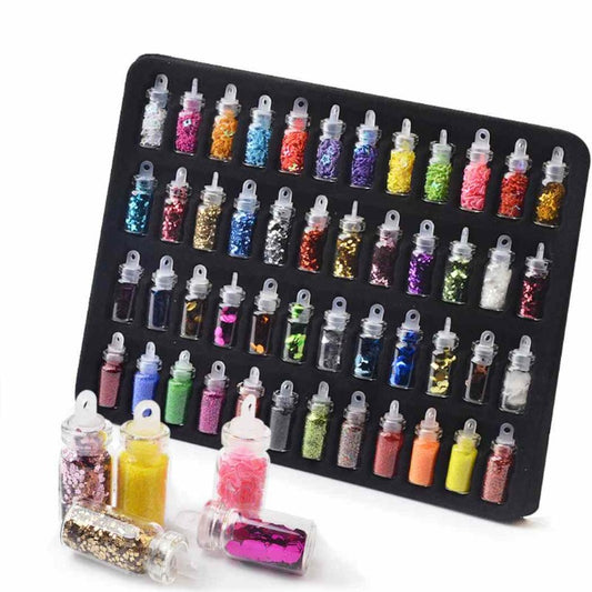 48-Color Glass Bottle Nail Sequins Set -  A.A.Y FASHION