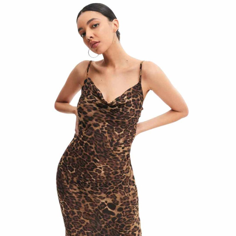 Women's Maxi Slip Dress Leopard Print  - A.A.Y FASHION