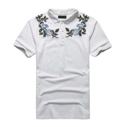 Men's Cotton Flower Embroidered Polo Shirt - A.A.Y FASHION