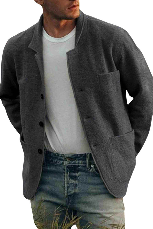Men's Casual Breasted Blazer Men's Knitted Cardigan - A.A.Y FASHION