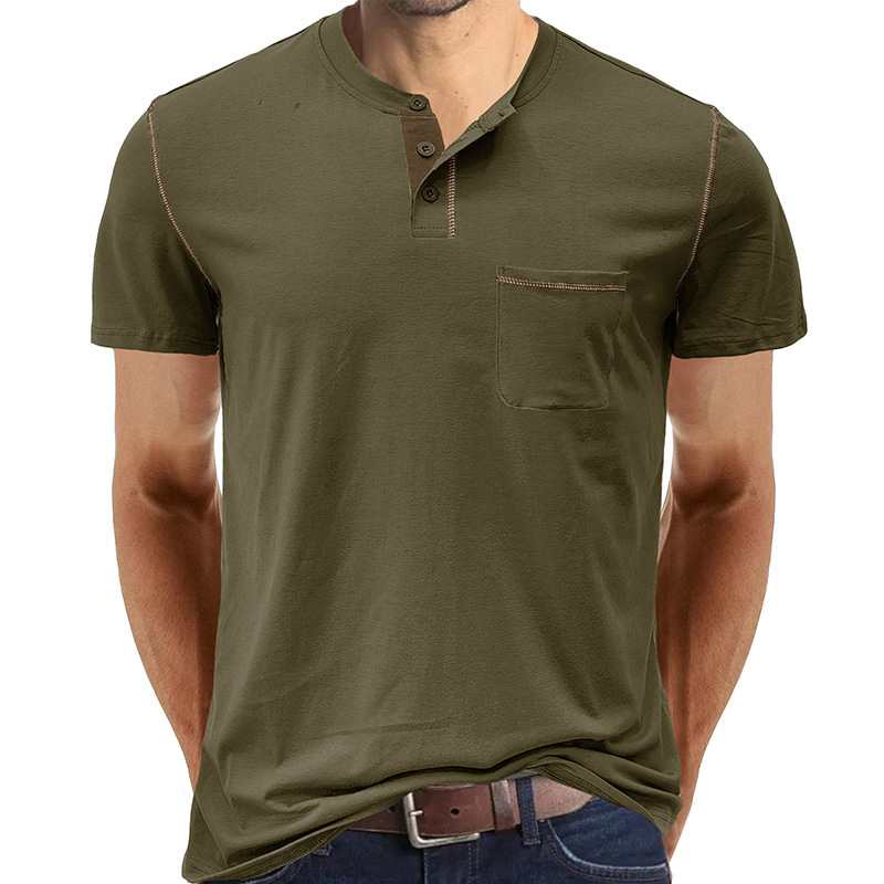 Men's Henley Cotton Polo Shirt - A.A.Y FASHION