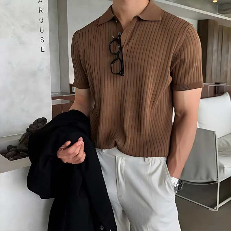 Men's Lapel Polo Shirt Solid Color - A.A.Y FASHION