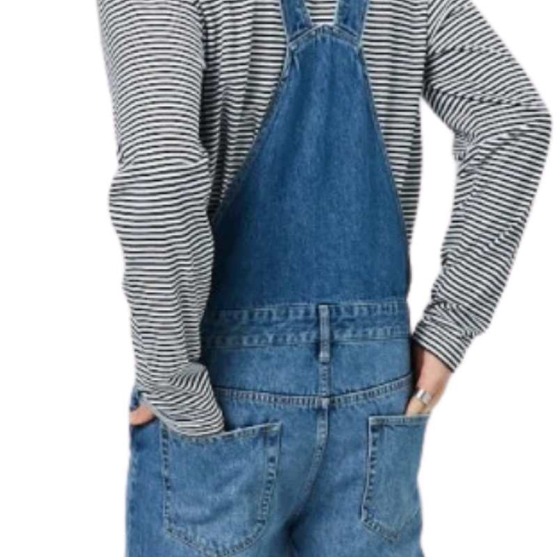 Men's Loose Straight Denim Overalls - A.A.Y FASHION