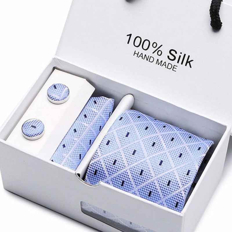 Silk Tie Gift Box Scarf Tie Cufflinks - A.A.Y FASHION