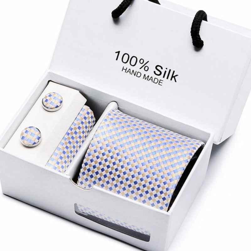 Silk Tie Gift Box Scarf Tie Cufflinks - A.A.Y FASHION