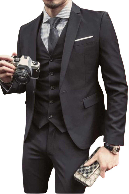 Men's Slim-Fit 3-Piece Wedding Business Suit - 6 Color Options - A.A.Y FASHION