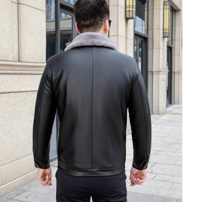 Men’s Casual Leather Jacket  Velvet Fur Lining & Collar, Heyang Industrial Co., Ltd