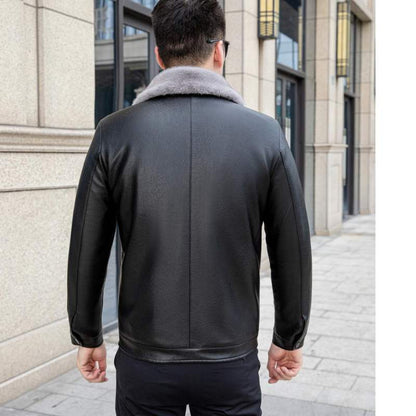 Men’s Casual Leather Jacket  Velvet Fur Lining & Collar, Heyang Industrial Co., Ltd