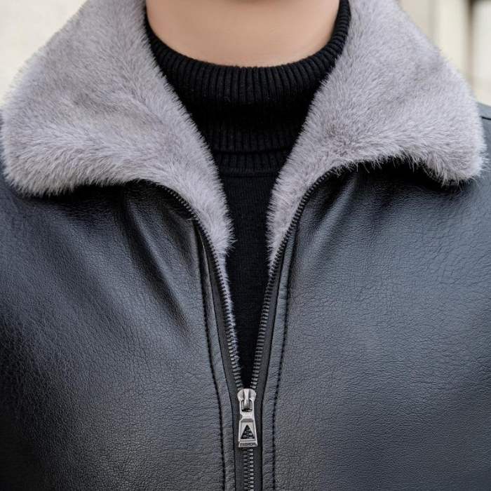 Men’s Casual Leather Jacket  Velvet Fur Lining & Collar, Heyang Industrial Co., Ltd
