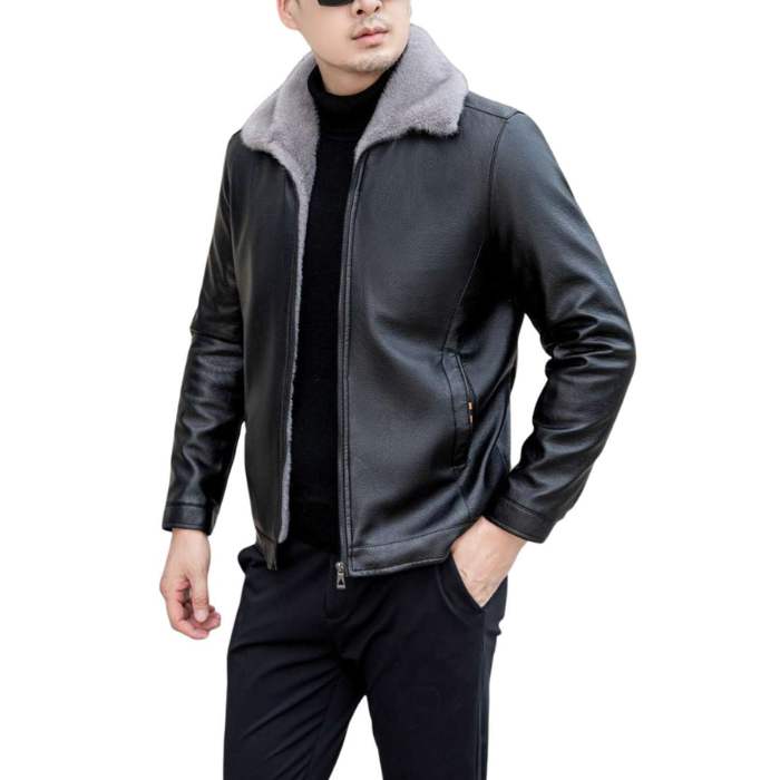 Men’s Casual Leather Jacket | Velvet Fur Lining & Collar, Heyang Industrial Co., Ltd Heyang Industrial Co., Ltd